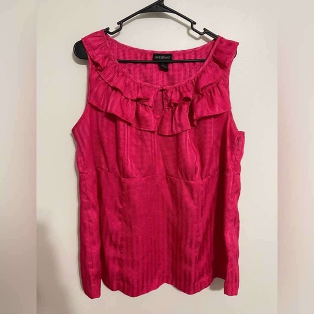 Lane Bryant Pink Ruffle Satin Dressy Sleeveless Top Plus Size 20 Business Casual